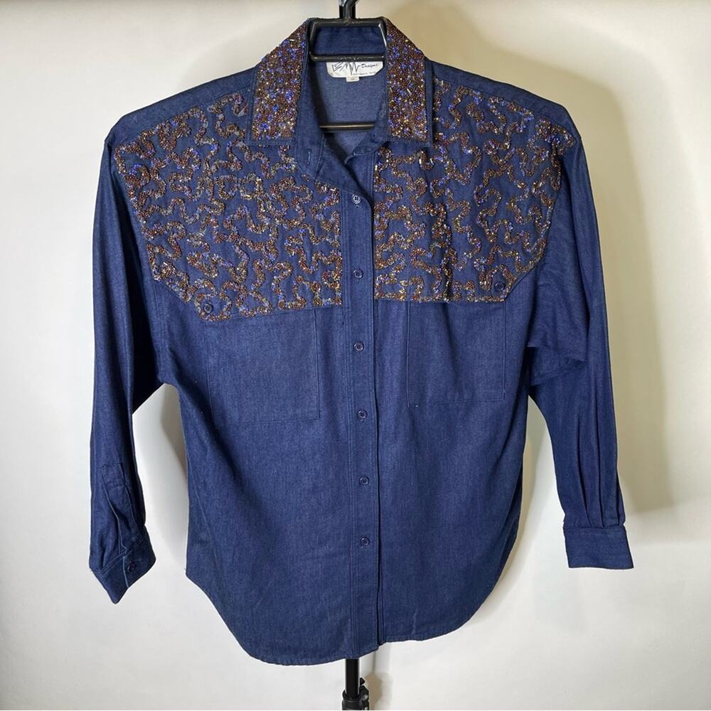 Vintage BMW Designs Long Sleeve Button Down Shirt Size Medium Womens